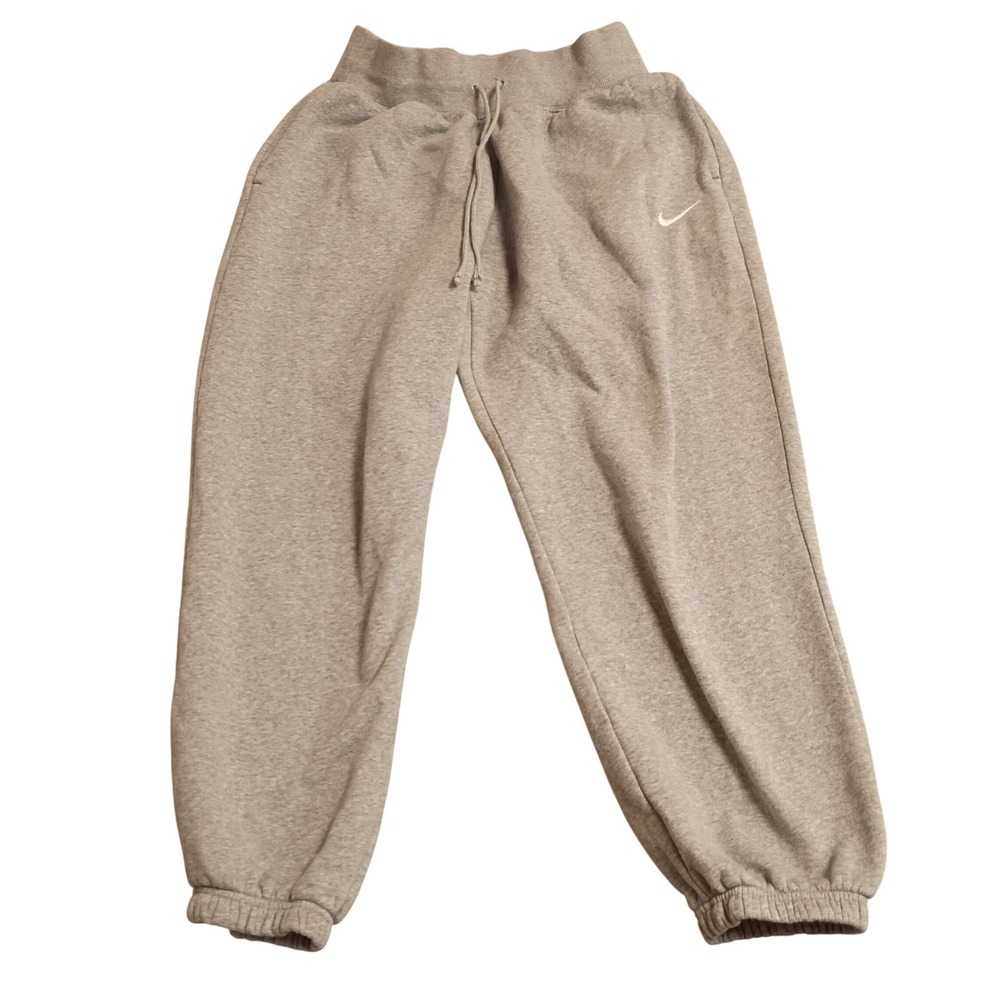 Nike Joggers Womens Medium Gray Fleece Sweatpants Swoosh Relaxed Fit Sportswear